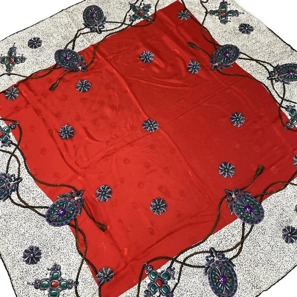 DIOR/ChristianDior - Red White Multi Scarf - Picture 1 of 5
